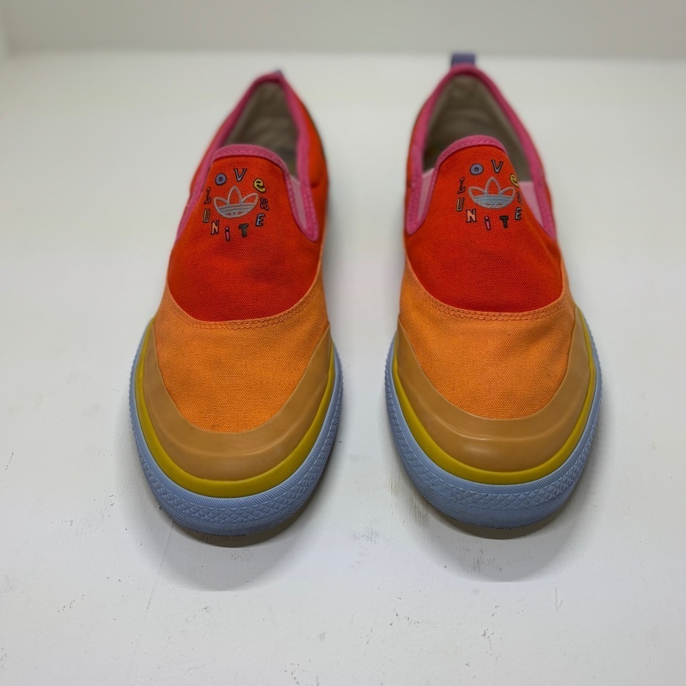 Adidas Originals Nizza Pride Slip-On Sneakers Rainbow Multicolor Men’s Size 8.5 - Picture 4 of 7